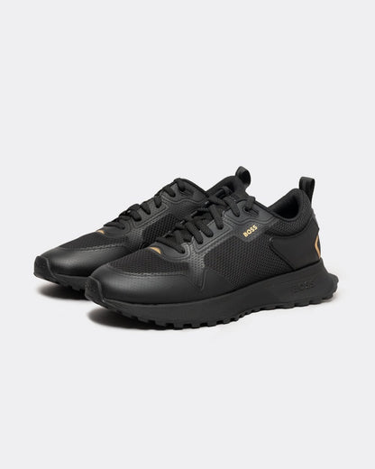 BOSS Orange Jonah Mixed-Material Trainers with Mesh Details and Branding