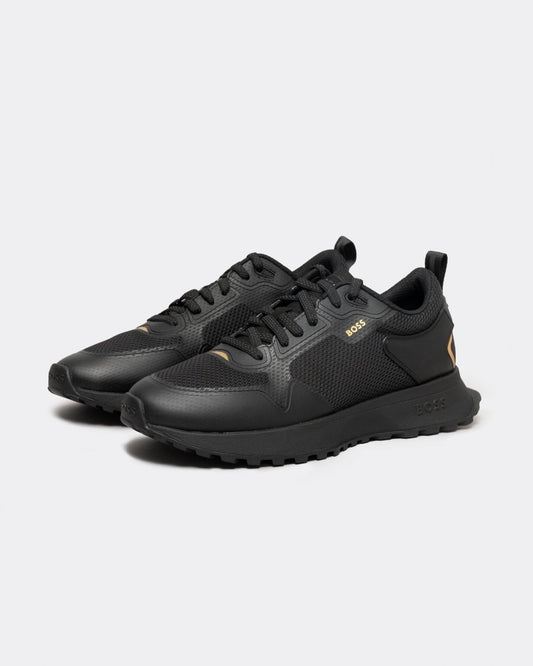 BOSS Orange Jonah Mixed-Material Trainers with Mesh Details and Branding