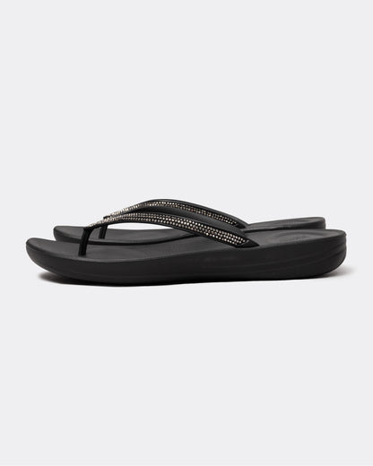 Fitflop IQushion Sparkle Womens Flip-Flop - Black 001