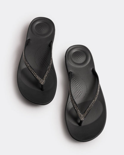Fitflop IQushion Sparkle Womens Flip-Flop - Black 001