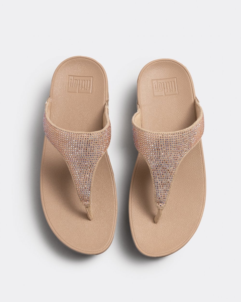 Fitflop Lulu Womens Crystal Embellished Toe-Post Sandals - Latte Beige A94