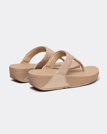 Fitflop Lulu Womens Crystal Embellished Toe-Post Sandals - Latte Beige A94