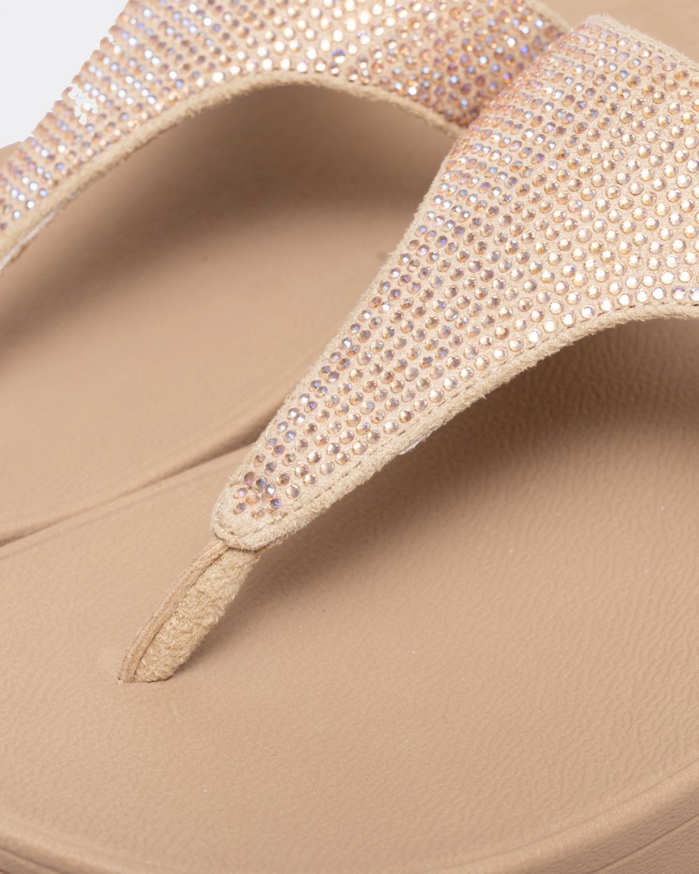 Fitflop Lulu Womens Crystal Embellished Toe-Post Sandals - Latte Beige A94
