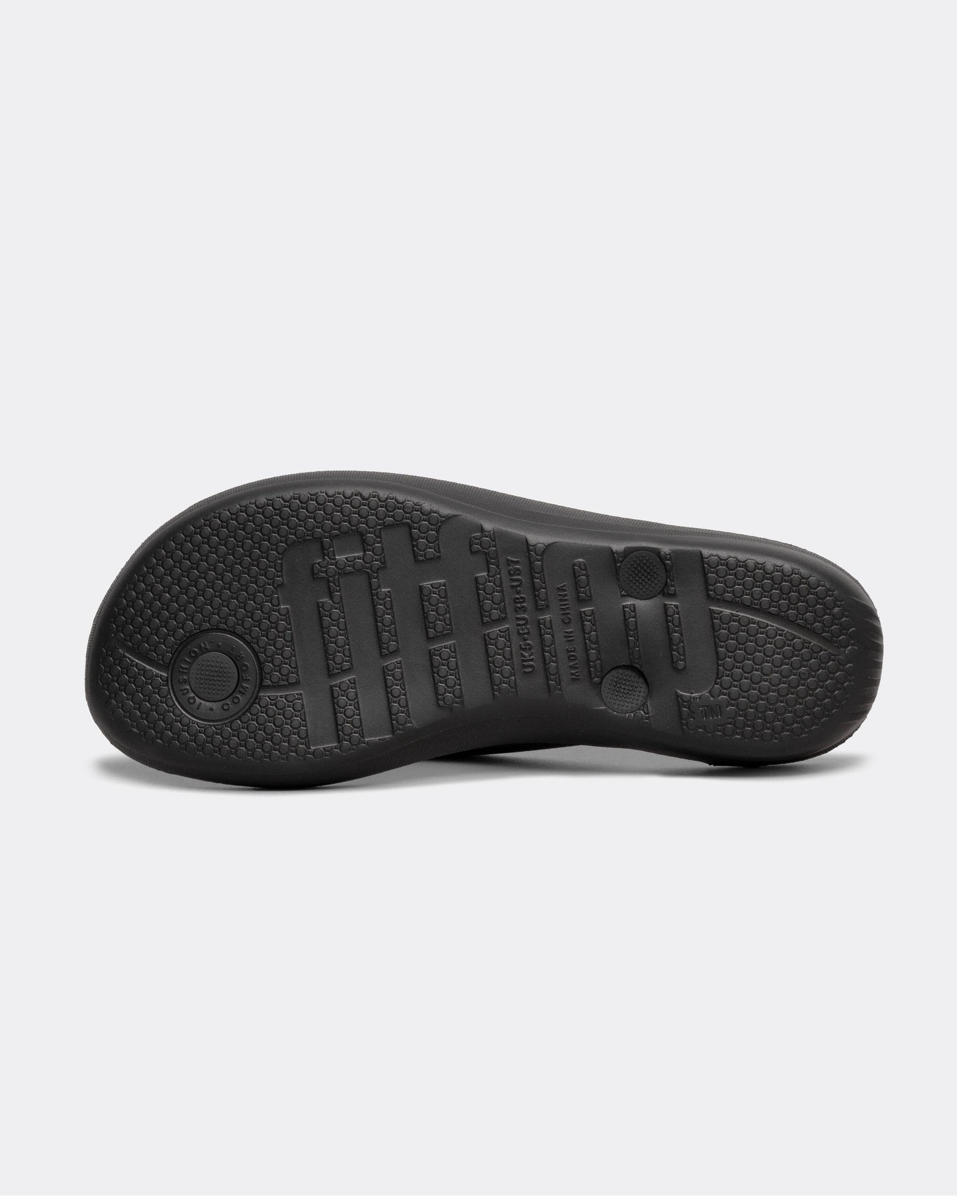 Fitflop Iqushion Womens Ergonomic Flip-Flops - All Black 090 - CHO - Designer Womens Sandals