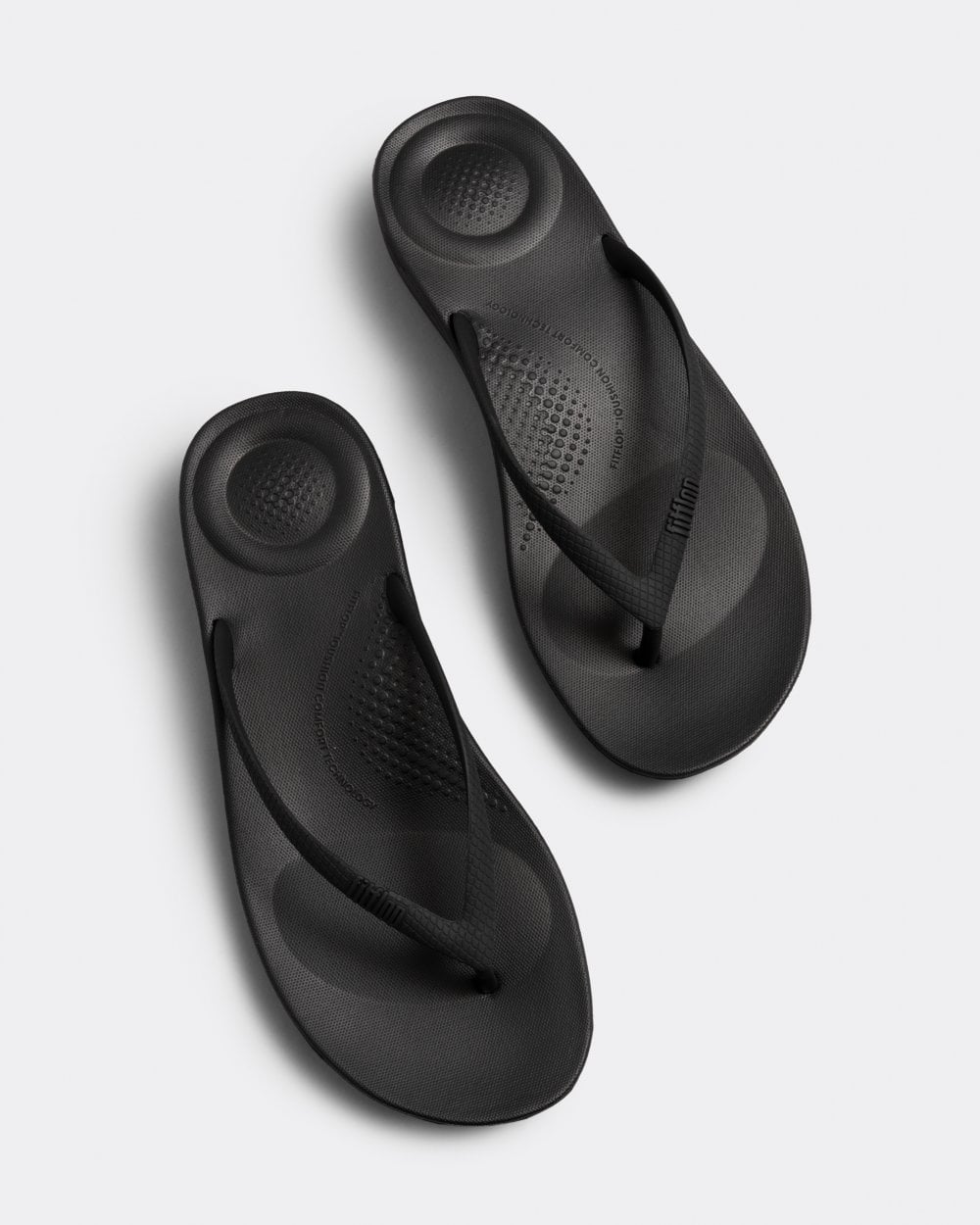 Fitflop Iqushion Womens Ergonomic Flip-Flops - All Black 090 - CHO - Designer Womens Sandals