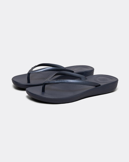 Fitflop Iqushion Womens Ergonomic Flip-Flops - Midnight Navy 399 - CHO - Designer Womens Sandals