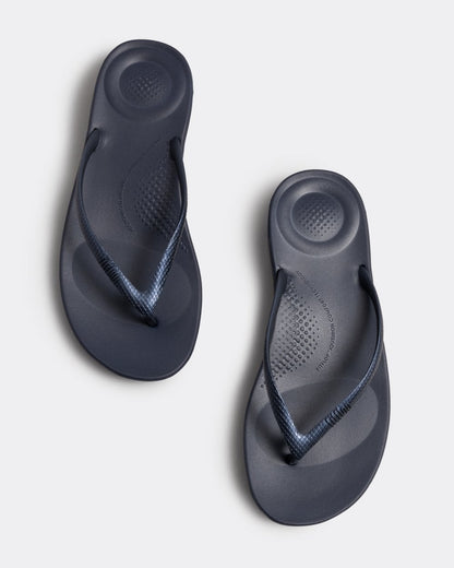 Fitflop Iqushion Womens Ergonomic Flip-Flops - Midnight Navy 399 - CHO - Designer Womens Sandals