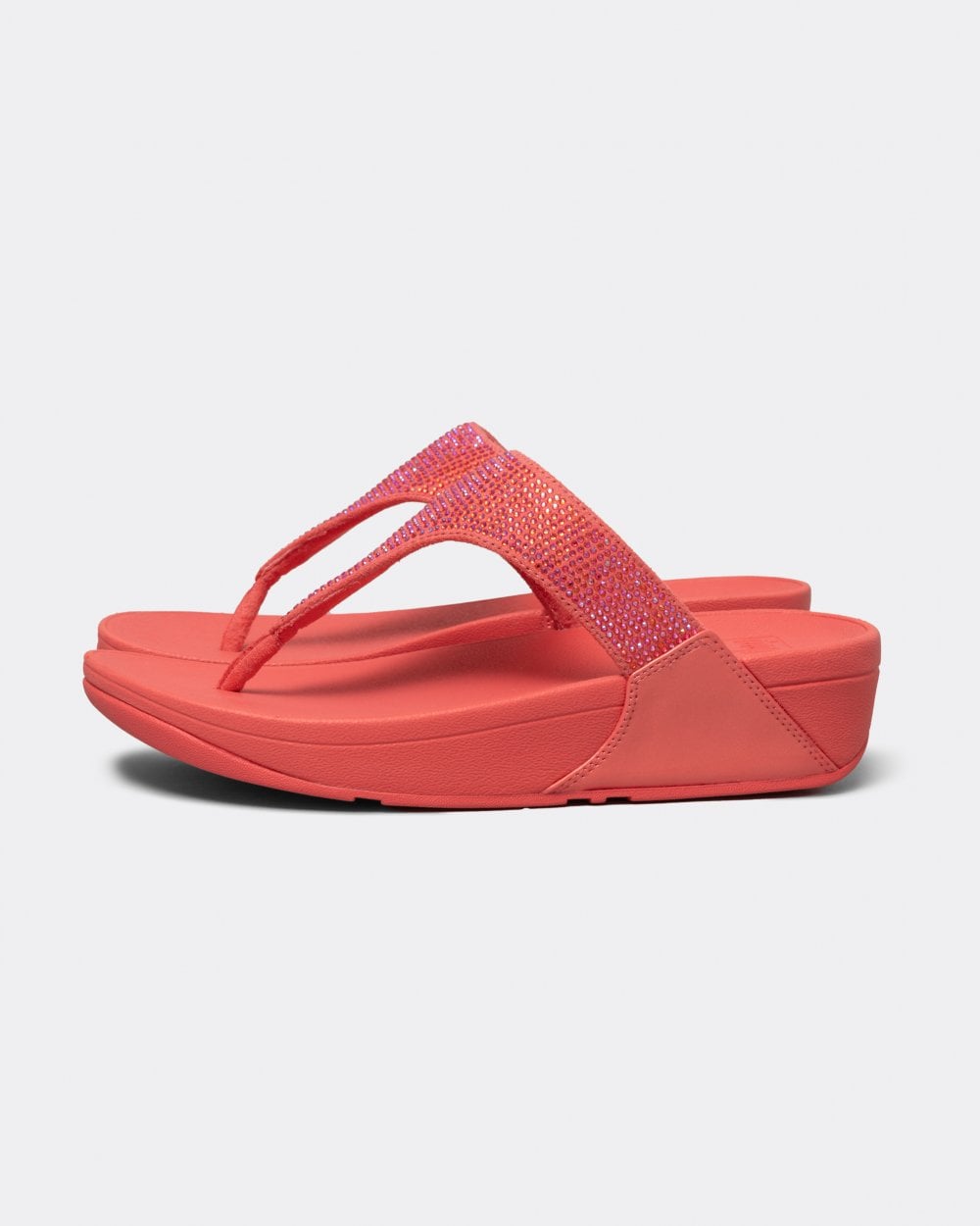 Fitflop Lulu Womens Crystal Embellished Toe-Post Sandals - Rosy Coral B09