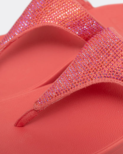 Fitflop Lulu Womens Crystal Embellished Toe-Post Sandals - Rosy Coral B09