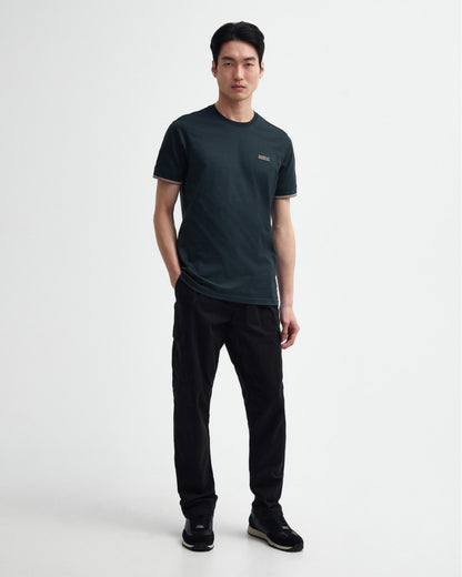 Barbour International Philip Mens Tipped Cuff Tailored T-Shirt - Forest River
