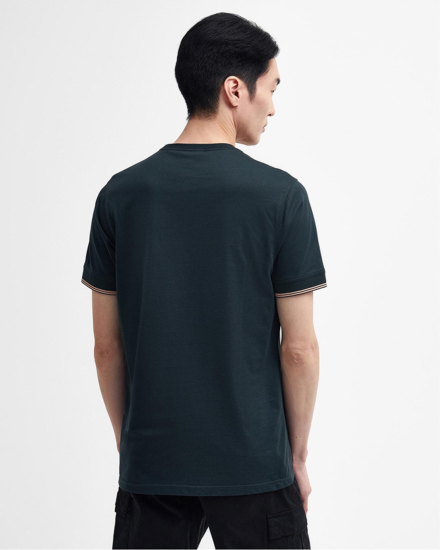 Barbour International Philip Mens Tipped Cuff Tailored T-Shirt - Forest River