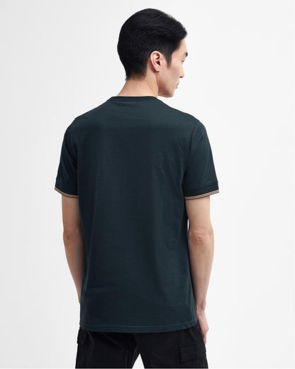 Barbour International Philip Mens Tipped Cuff Tailored T-Shirt - Forest River
