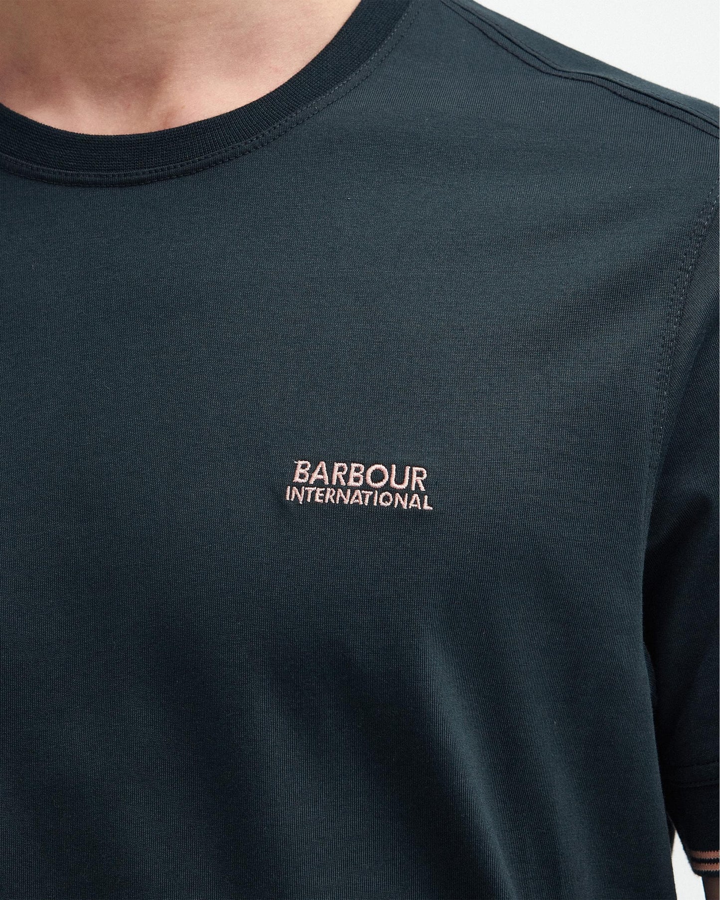 Barbour International Philip Mens Tipped Cuff Tailored T-Shirt - Forest River