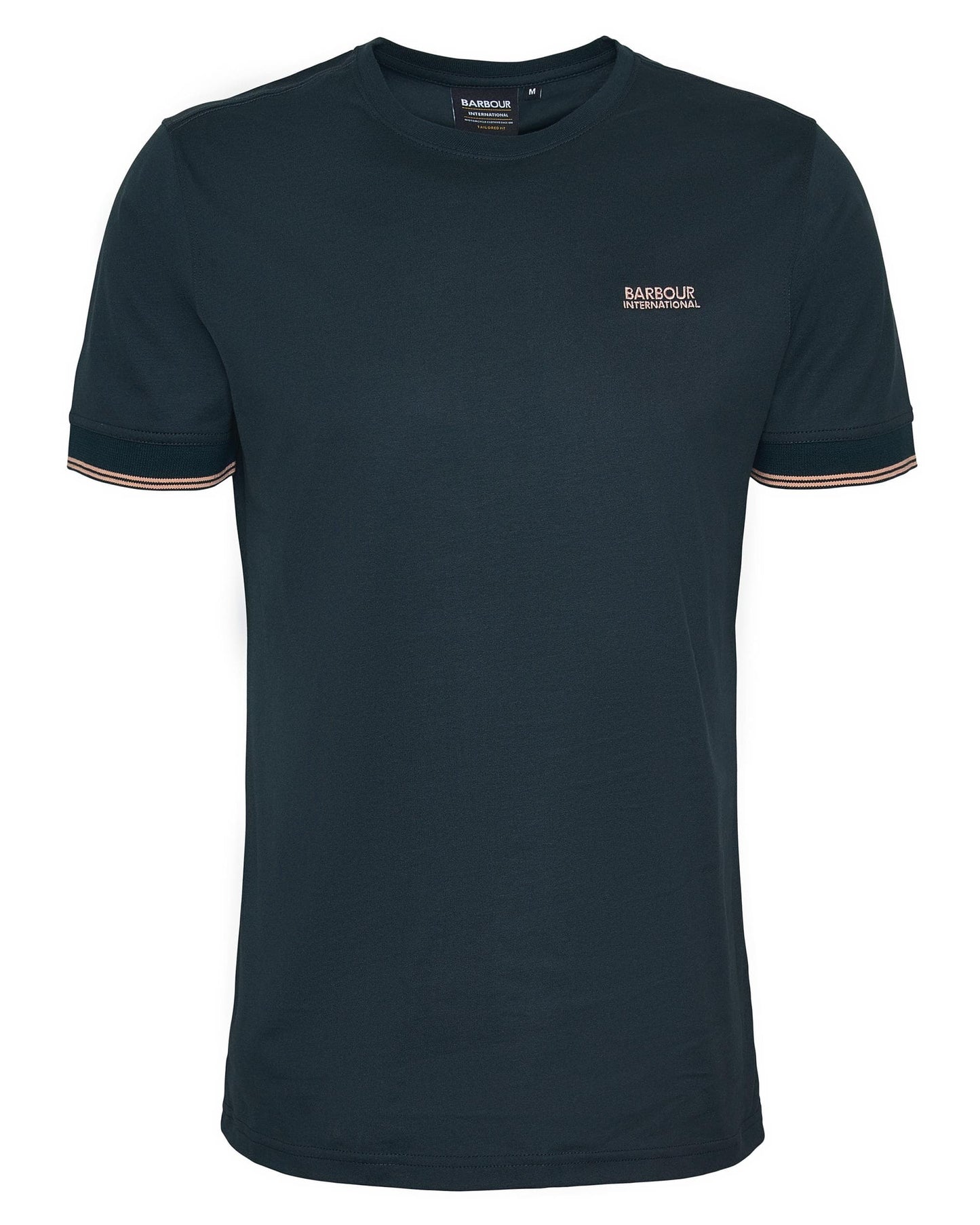 Barbour International Philip Mens Tipped Cuff Tailored T-Shirt - Forest River