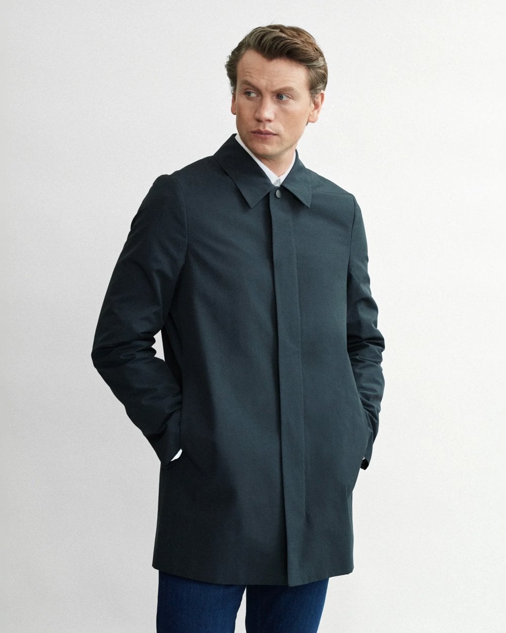 Oliver Sweeney Huntingfield Mens Showerproof Cotton Mac - Navy - CHO - Designer Mens Weatherproof Jackets