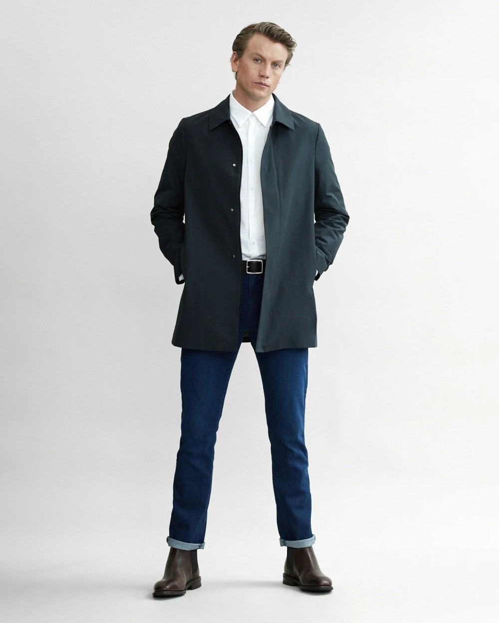 Oliver Sweeney Huntingfield Mens Showerproof Cotton Mac - Navy