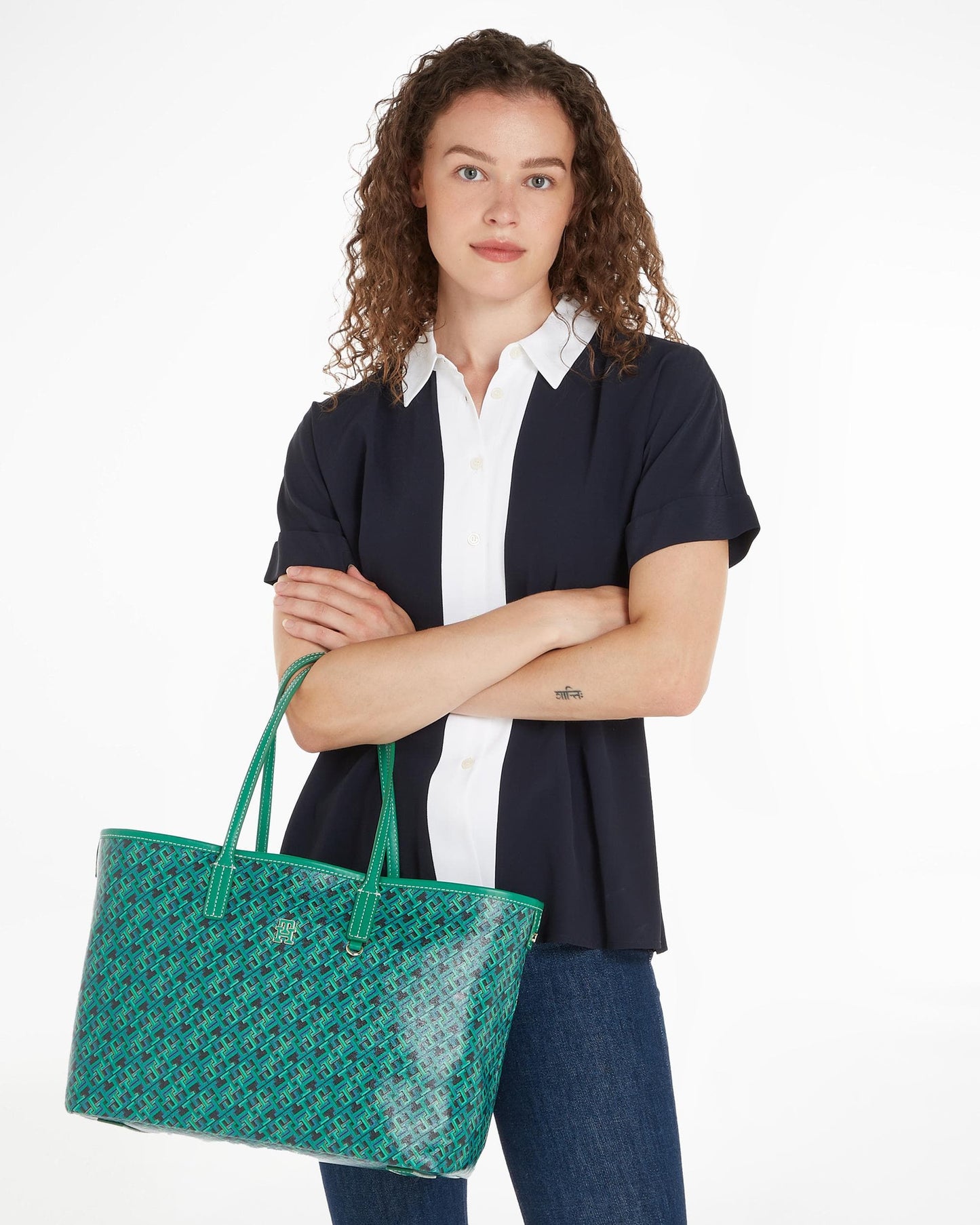 Tommy Hilfiger TH Monoplay Womens Leather Tote Bag
