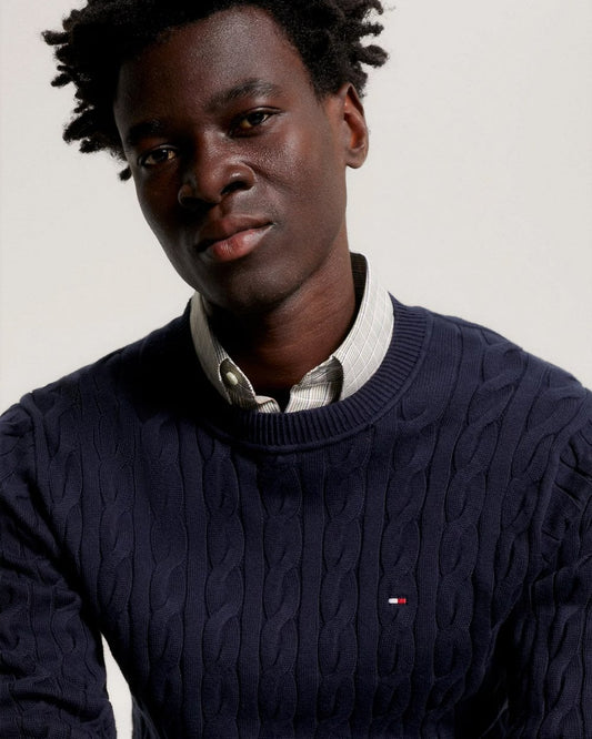 Tommy Hilfiger Classic Cable Mens Crew Jumper - Desert Sky
