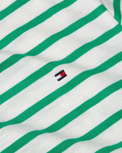 Tommy Hilfiger 1985 Womens Slim Slub Top - Breton Ecru/Olympic Green