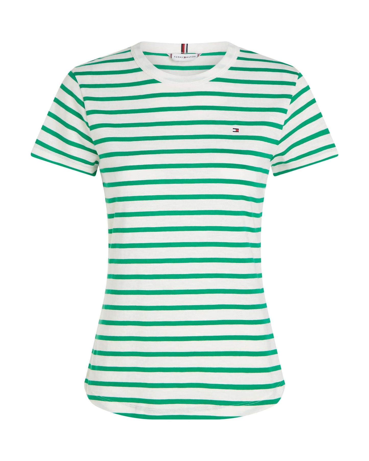 Tommy Hilfiger 1985 Womens Slim Slub Top - Breton Ecru/Olympic Green