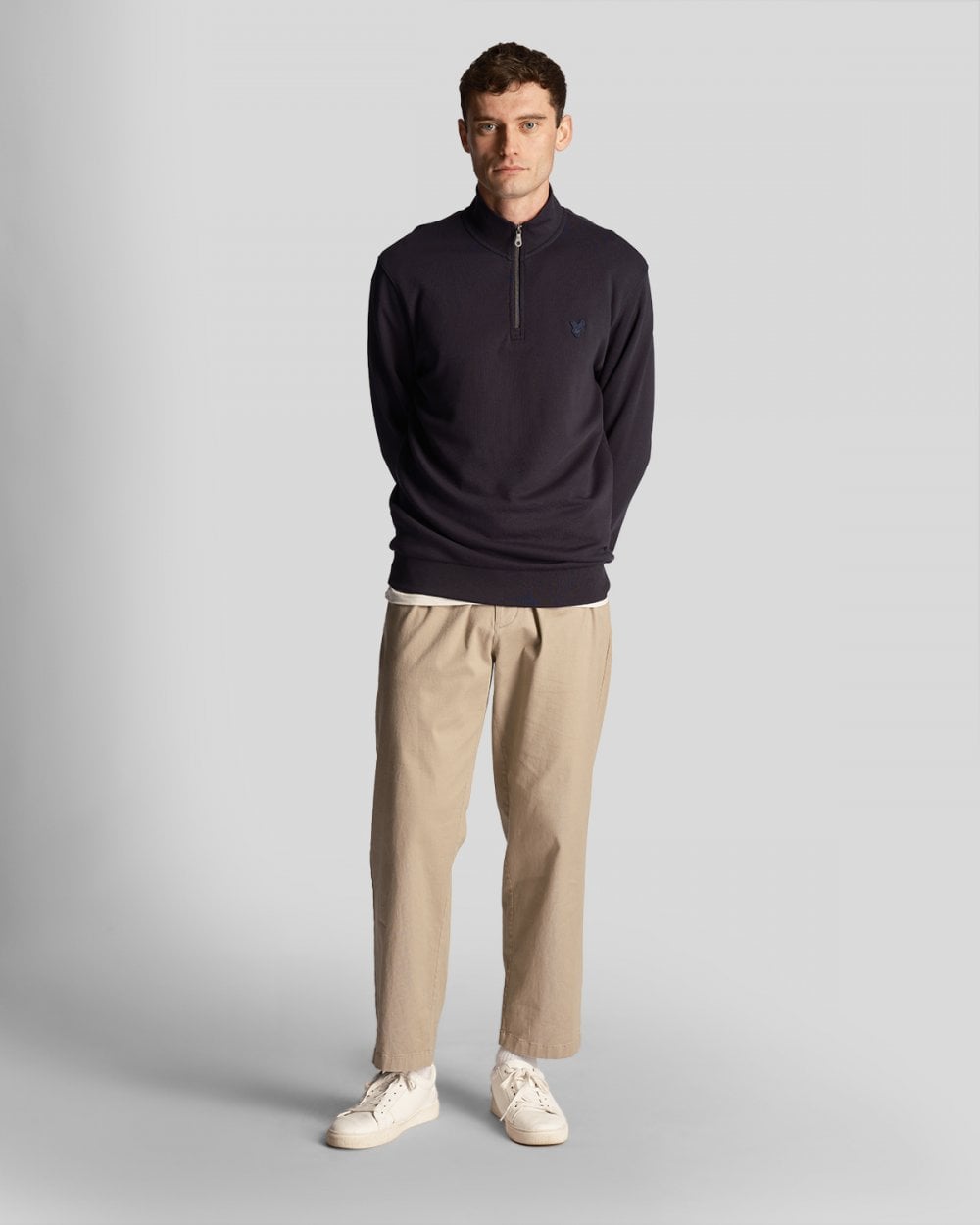Lyle & Scott Tonal Eagle Mens Quarter Zip Sweatshirt - Z271 Dark Navy