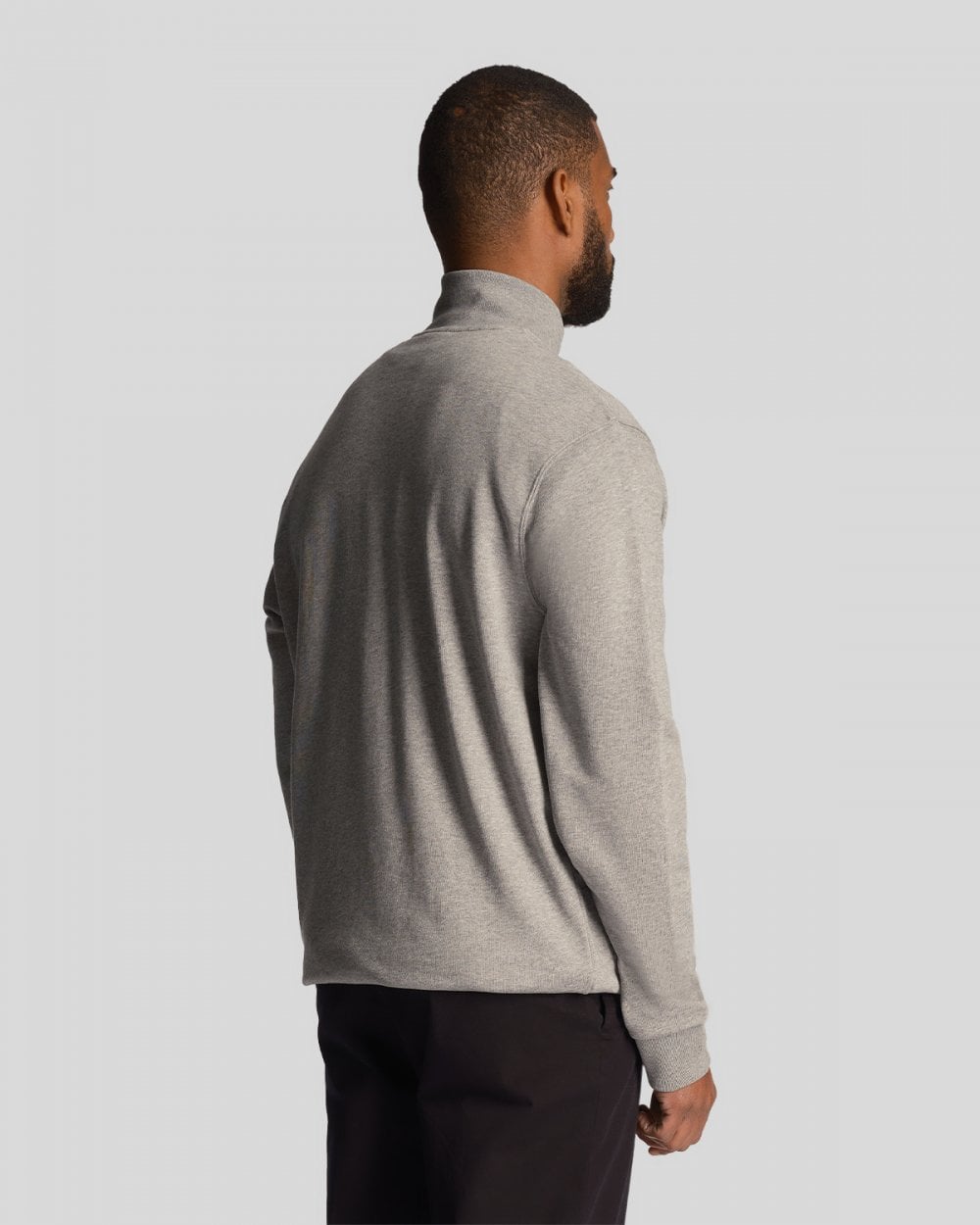 Lyle & Scott Mens Embroidered Quarter Zip Sweatshirt - T28 Mid Grey Marl