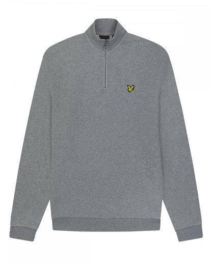 Lyle & Scott Mens Embroidered Quarter Zip Sweatshirt - T28 Mid Grey Marl