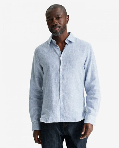 Oliver Sweeney Hawkesworth Mens Brushed Cotton Shirt - Blue/White Stripe