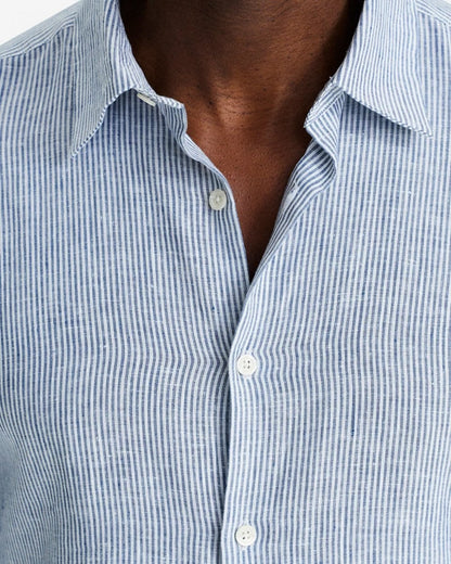 Oliver Sweeney Hawkesworth Mens Brushed Cotton Shirt - Blue/White Stripe