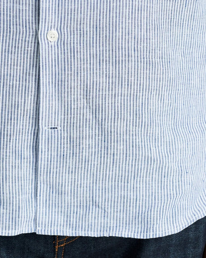 Oliver Sweeney Hawkesworth Mens Brushed Cotton Shirt - Blue/White Stripe