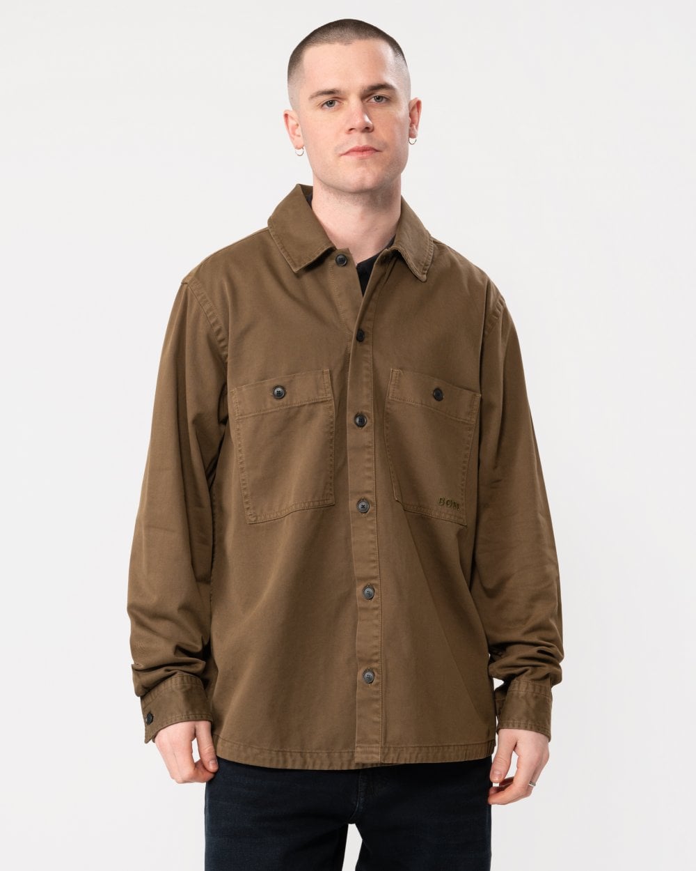 BOSS Orange Locky 1 Mens Oversized-Fit Cotton Twill Overshirt