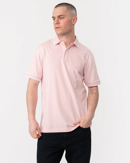 BOSS Orange Passertip Mens Short Sleeve Polo Shirt With Tipped Collar - Light/Pastel Pink 682