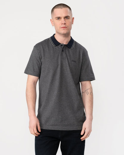 BOSS Orange Oxford New Mens Contrast Collar Short Sleeve Polo Shirt