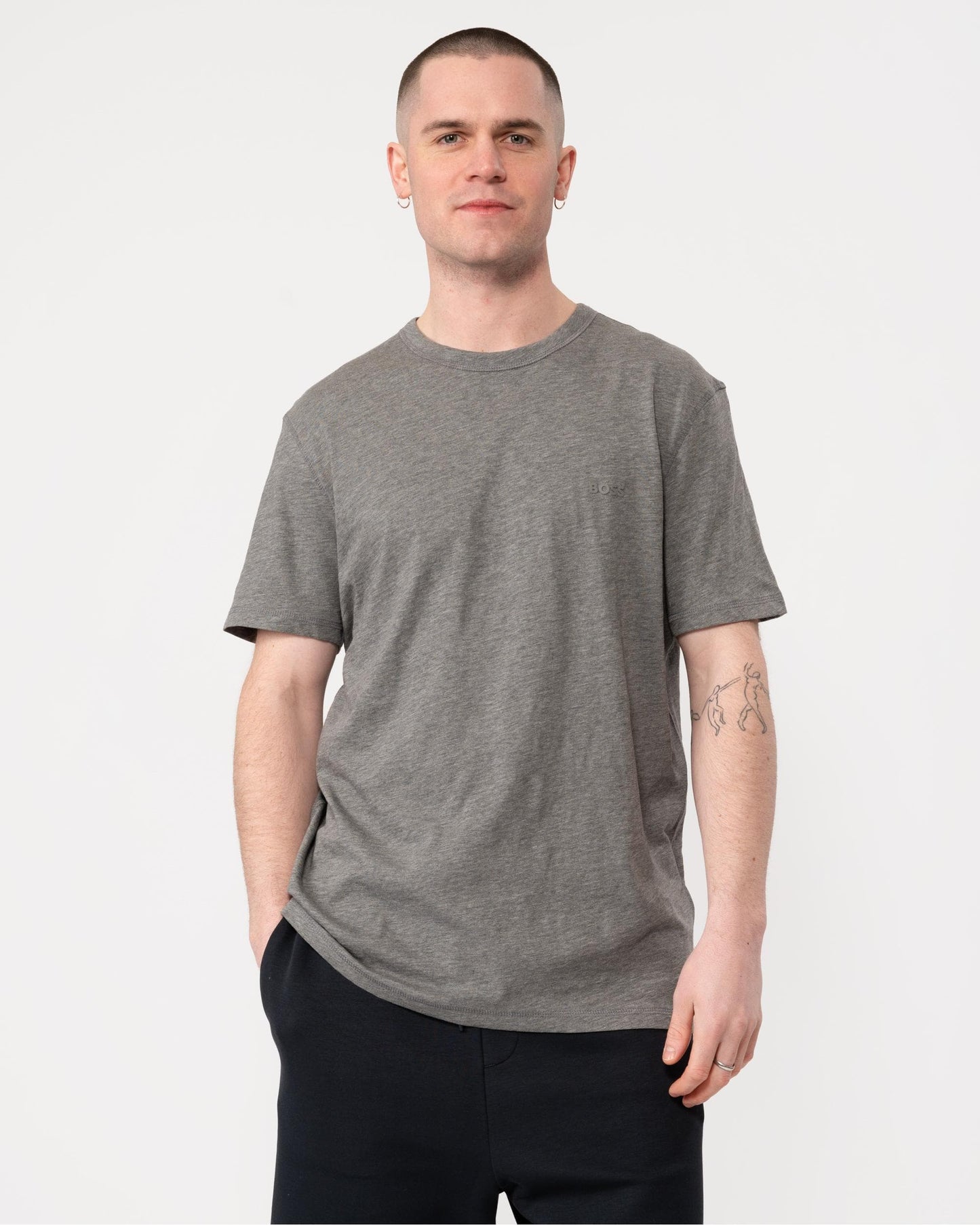 BOSS Orange Tegood Mens Crew Neck T-Shirt - Light/Pastel Grey 051
