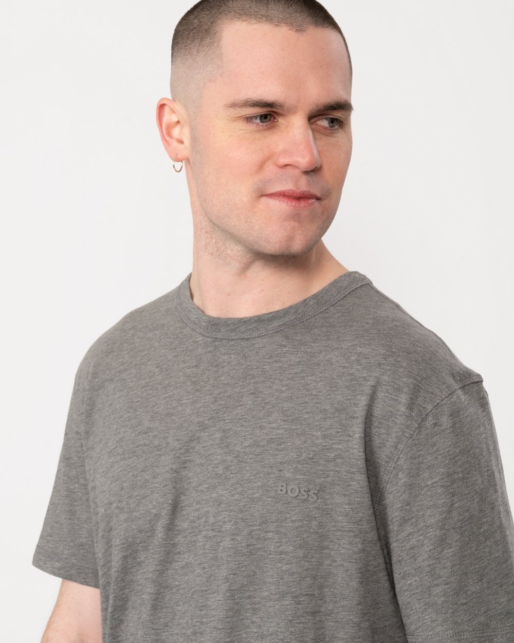 BOSS Orange Tegood Mens Crew Neck T-Shirt - Light/Pastel Grey 051