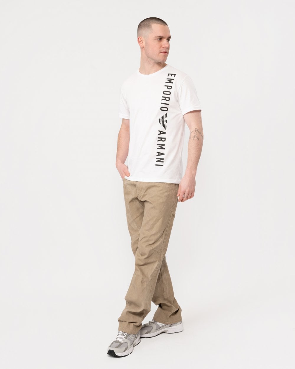 Emporio Armani Mens Logoband Beach T-Shirt - White