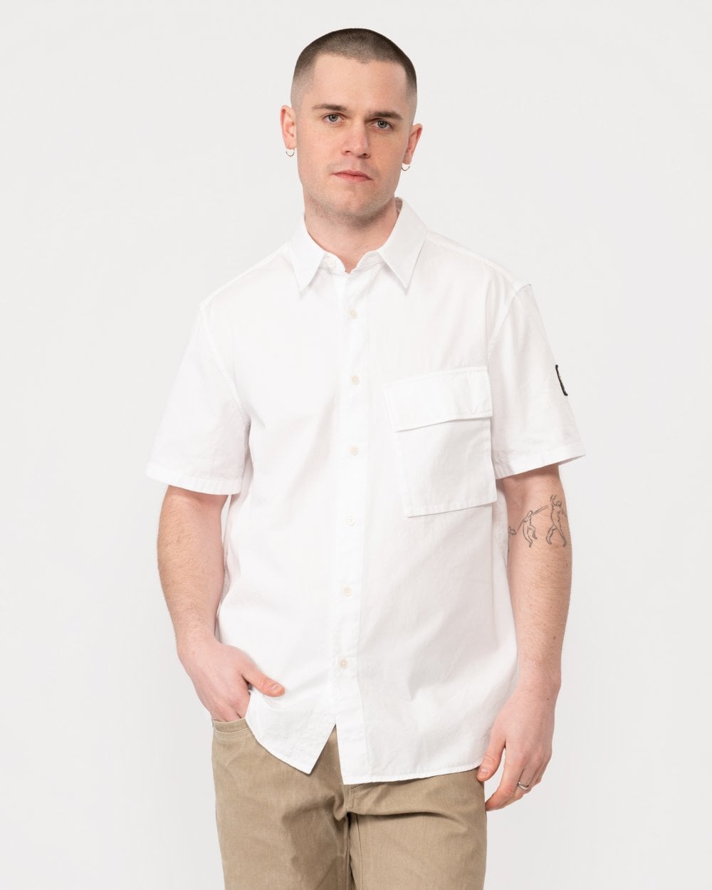 Belstaff Scale Mens Short Sleeve Shirt - White