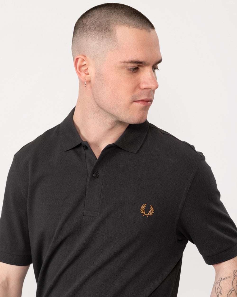 Fred Perry Mens Plain Signature Polo Shirt - Anchor Grey/Dark Caramel V07