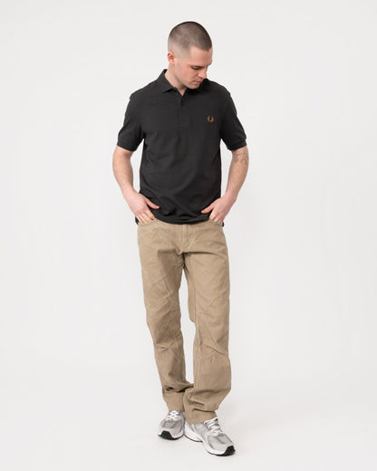 Fred Perry Mens Plain Signature Polo Shirt - Anchor Grey/Dark Caramel V07