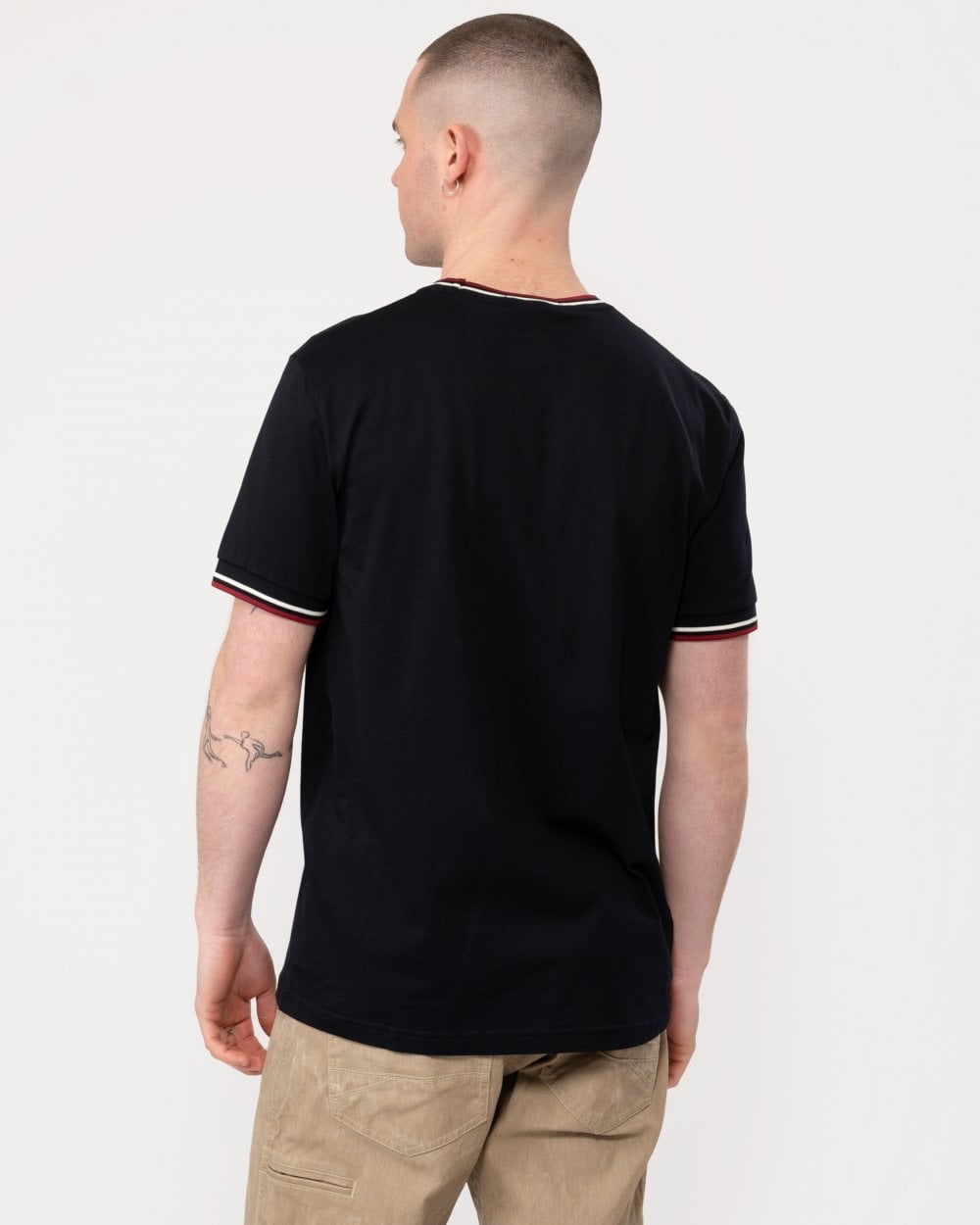 Fred Perry Mens Twin Tipped T-Shirt - Navy/Snow White/Burnt Red T55