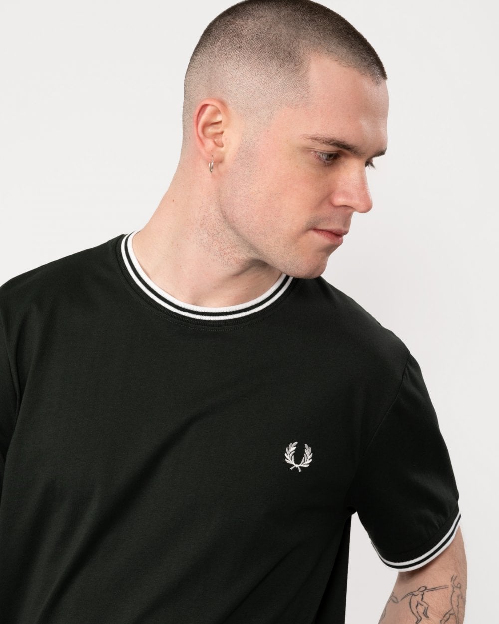 Fred Perry Mens Twin Tipped T-Shirt - Night Green/Snow White T50