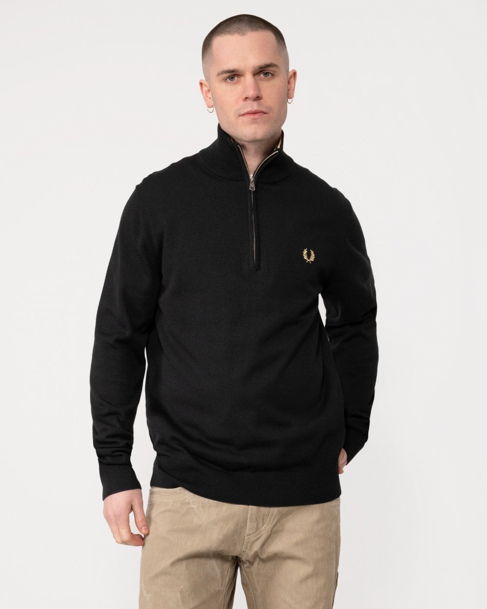 Fred Perry Mens Classic Half Zip Jumper - Black 198