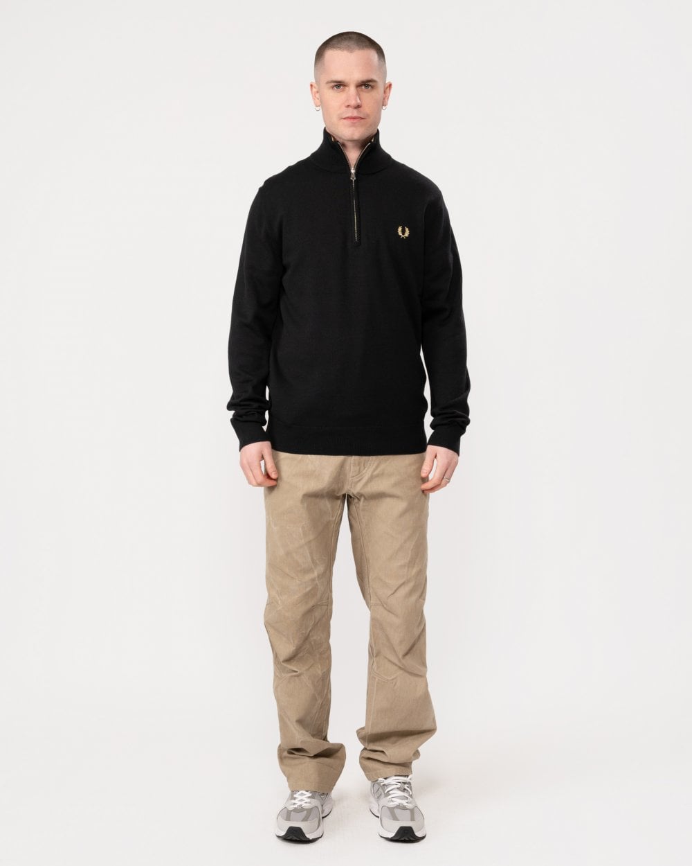 Fred Perry Mens Classic Half Zip Jumper - Black 198