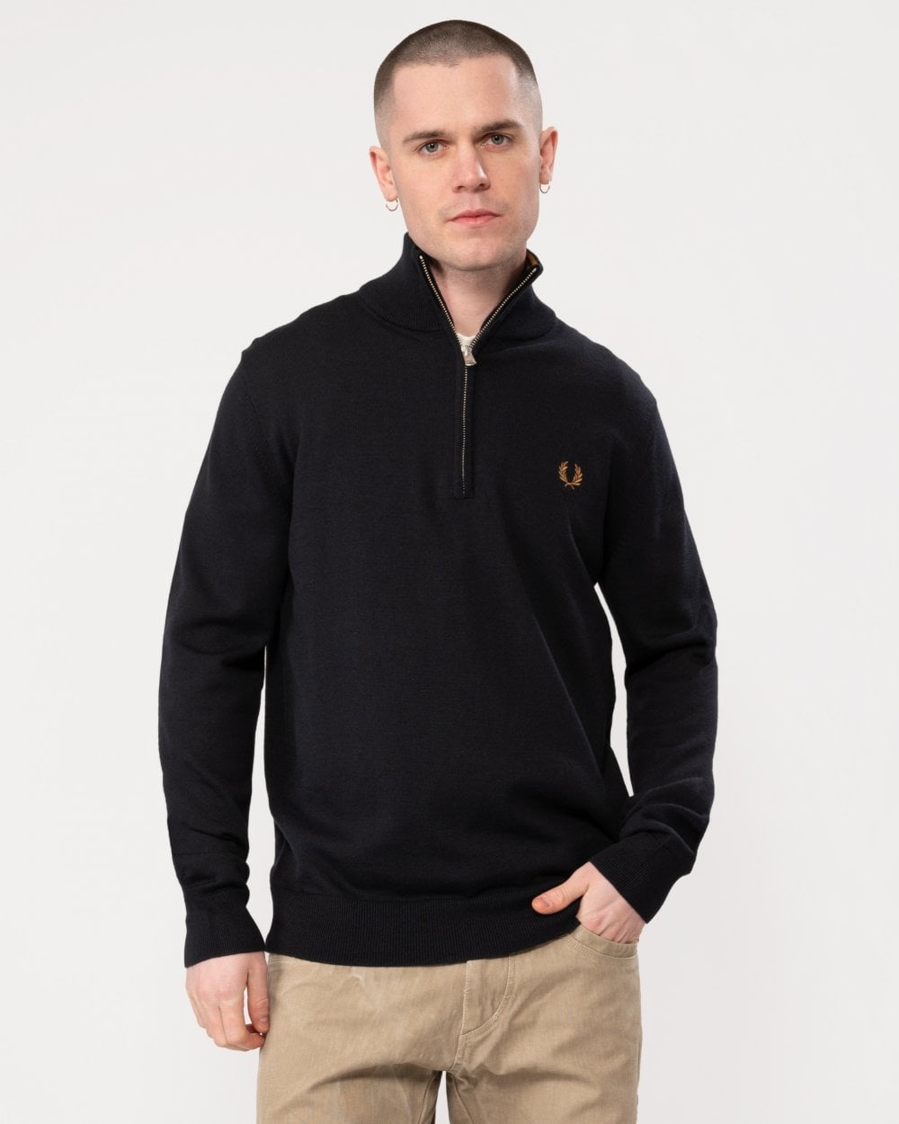 Fred Perry Mens Classic Half Zip Jumper - Navy 795