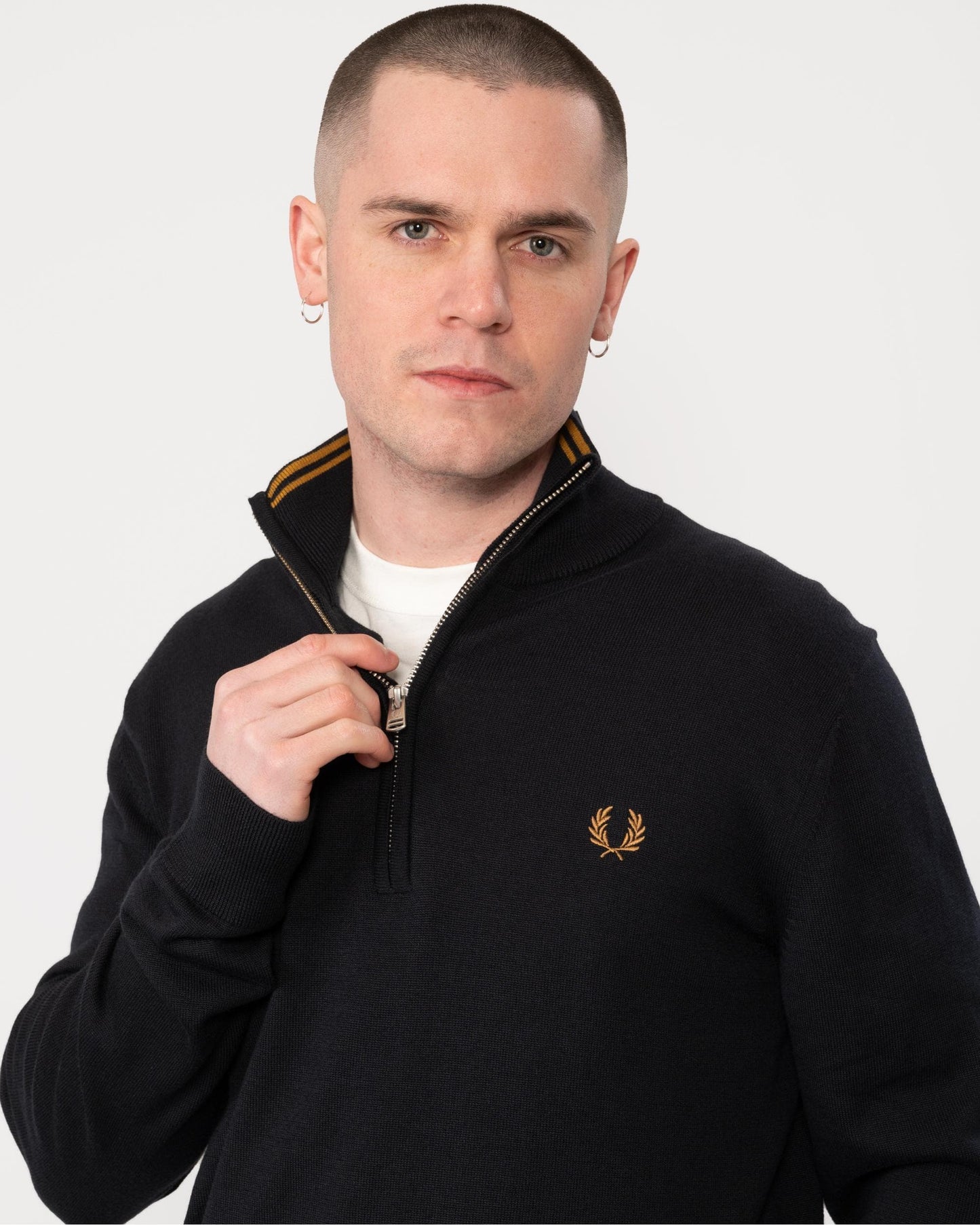 Fred Perry Mens Classic Half Zip Jumper - Navy 795
