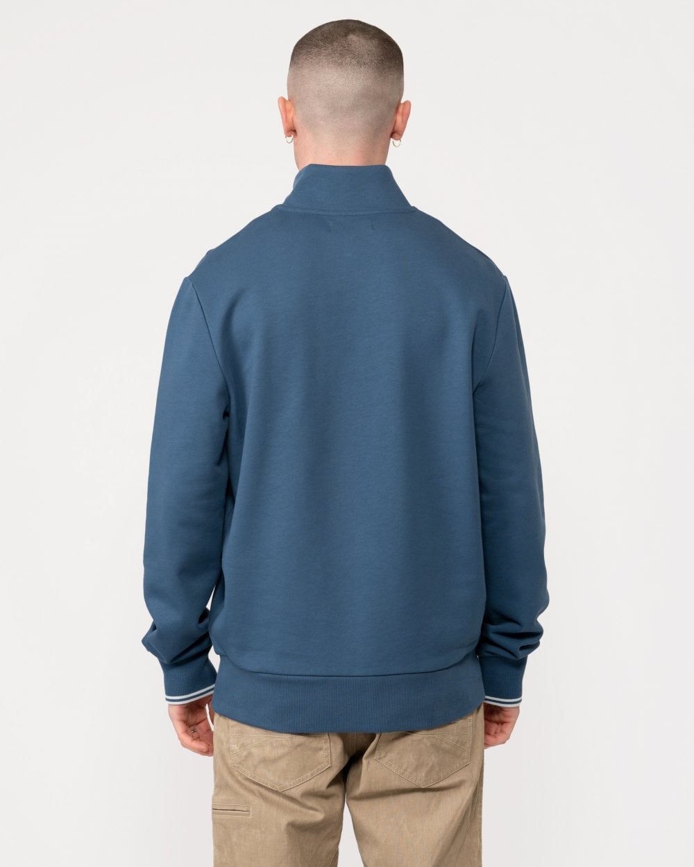 Fred Perry Mens Half Zip Sweatshirt - Midnight Blue/Light Ice V06