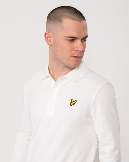 Lyle & Scott Mens Long Sleeve Polo Shirt - 626 White