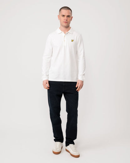 Lyle & Scott Mens Long Sleeve Polo Shirt - 626 White