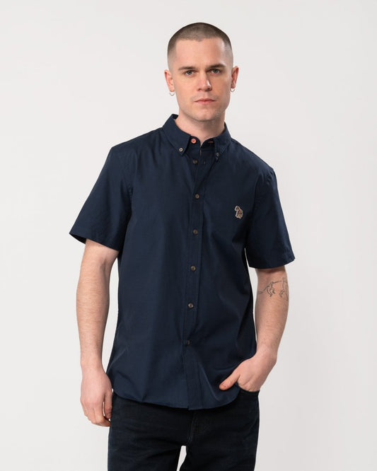 PS Paul Smith Mens Tailored Fit Short Sleeve Zebra Badge Shirt