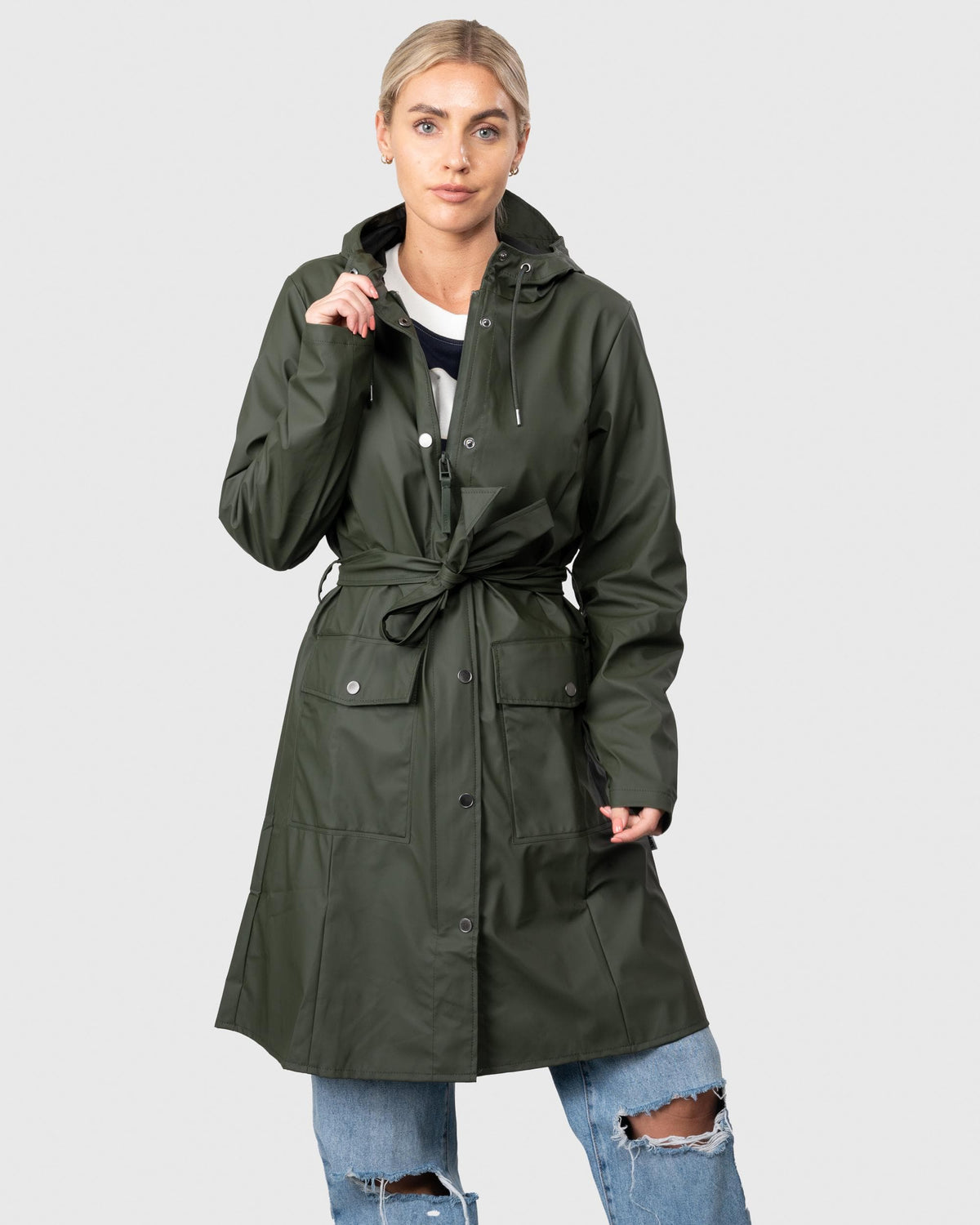 Rains Curve Womens Jacket - 03 Green - CHO - Designer Womens Rain Coats